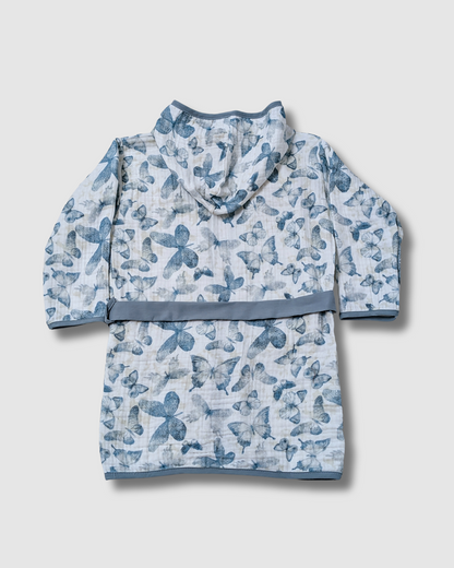 Organic Muslin Bathrobe - Blue Butterfly