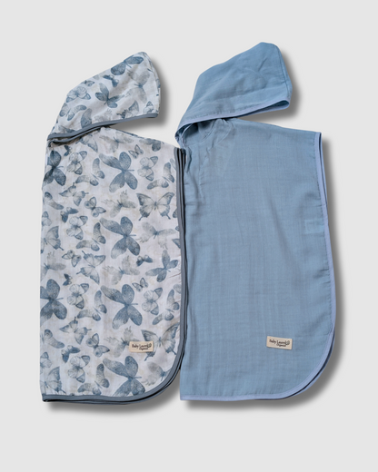 Organic Muslin Poncho - Blue