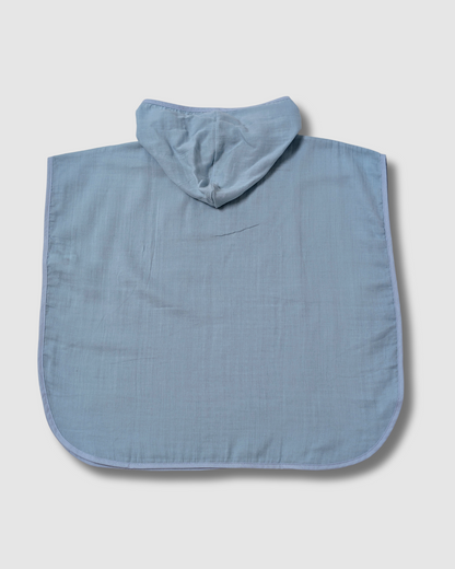 Organic Muslin Poncho - Blue