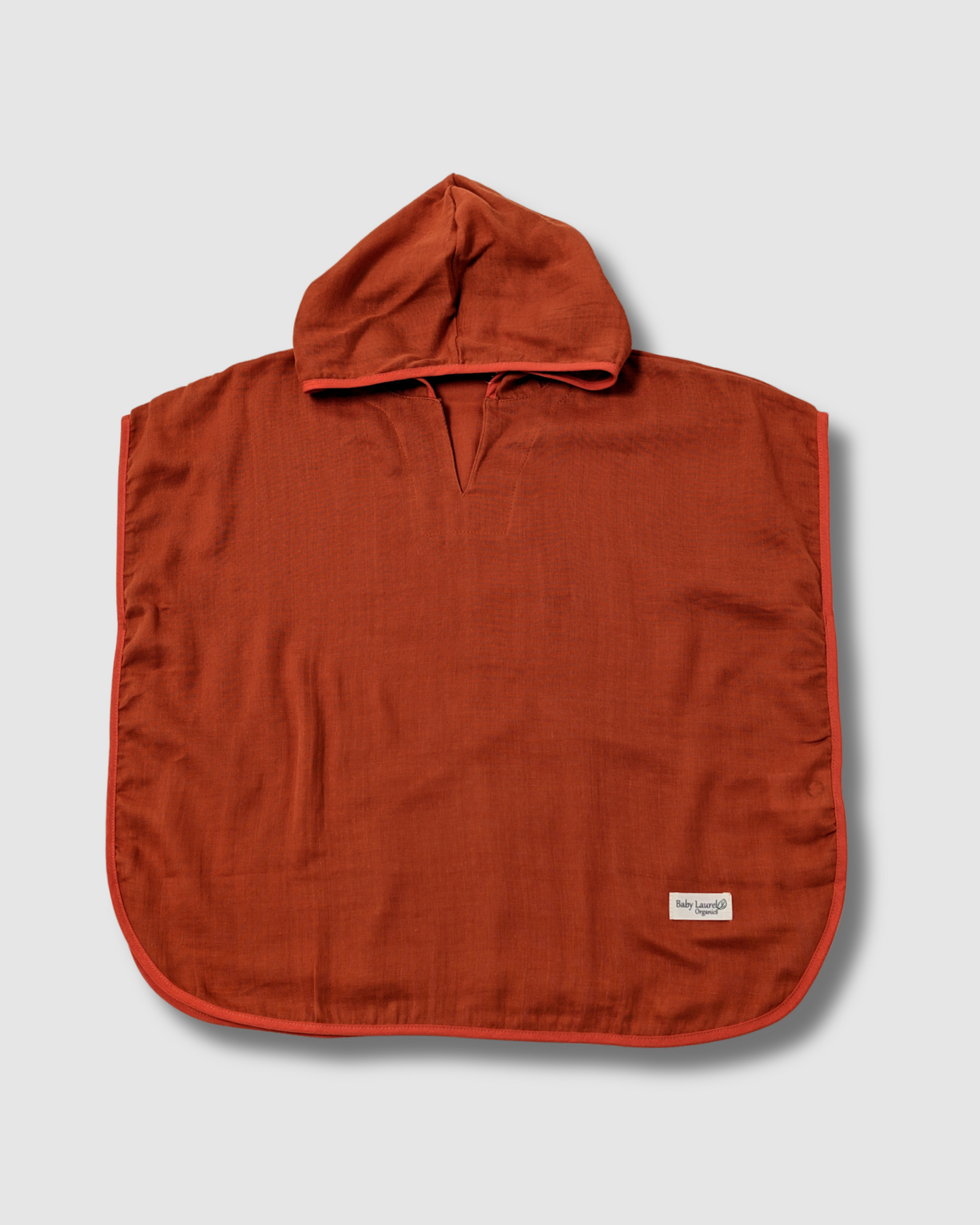 Organic Muslin Poncho - Brick Red