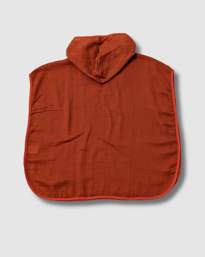 Organic Muslin Poncho - Brick Red